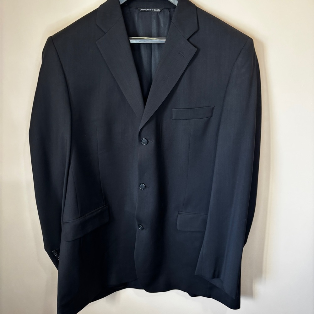 Bellissimo Men’s Classic Black Blazer 44L Shoulder Pads Dressy Wedding Jacket